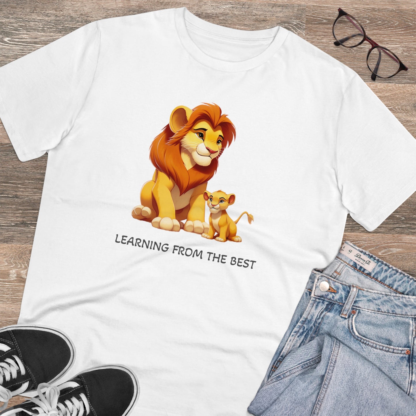 Learning from the Best - Father's Day T-Shirt - Celebrate the Bond with Mufasa and Simba in Eco-Friendly Style