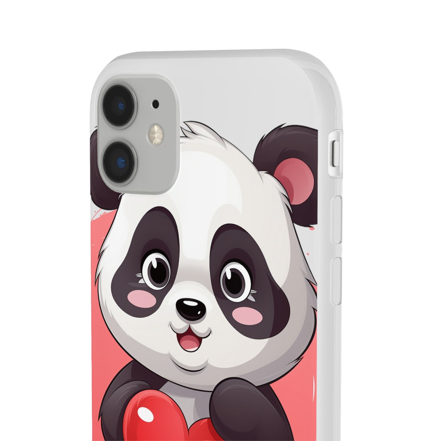 Valentine's Panda Heart Phone Case - Flexi & Semi-Transparent