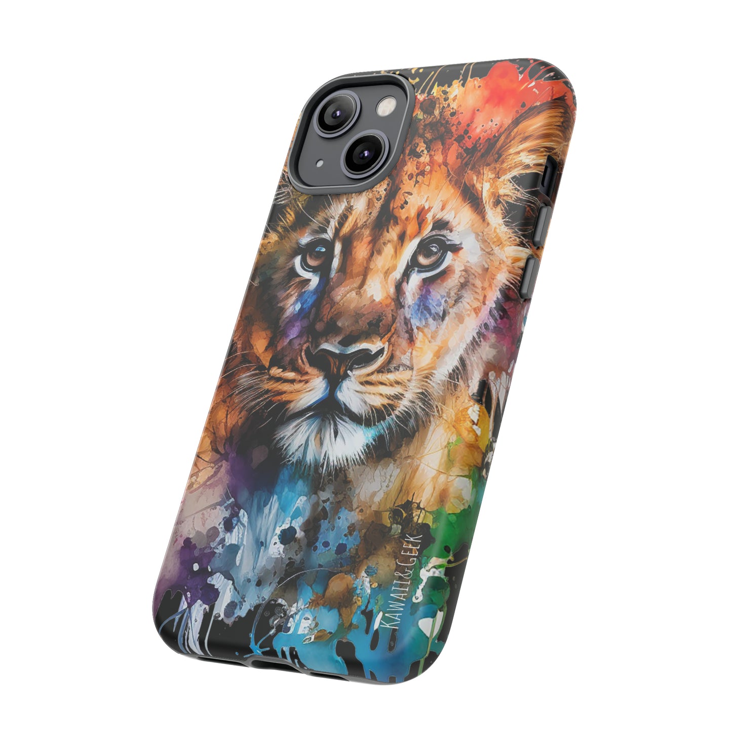 Watercolor Lion Cub Tough Phone Case - iPhone 15 compatible