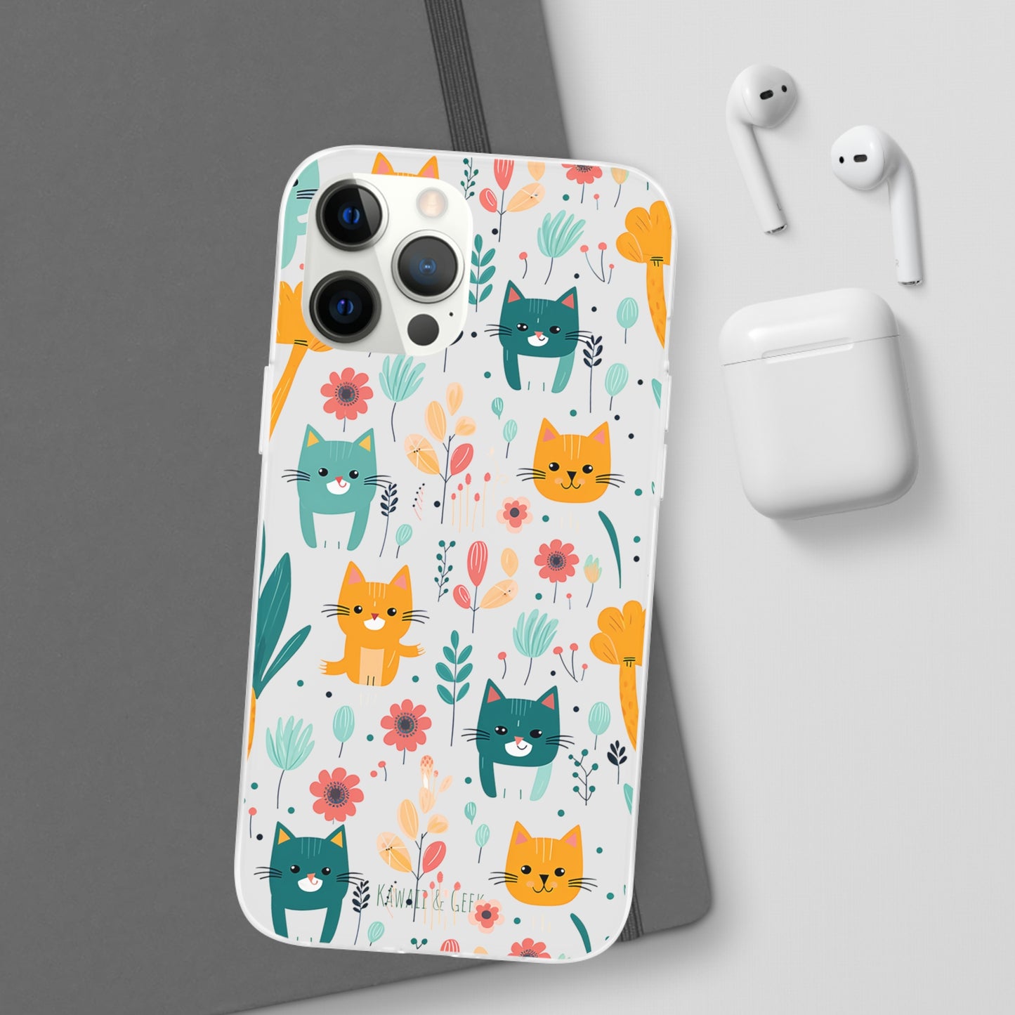 Cute Cats & Flowers Flexi and semi Transparent Phone Case