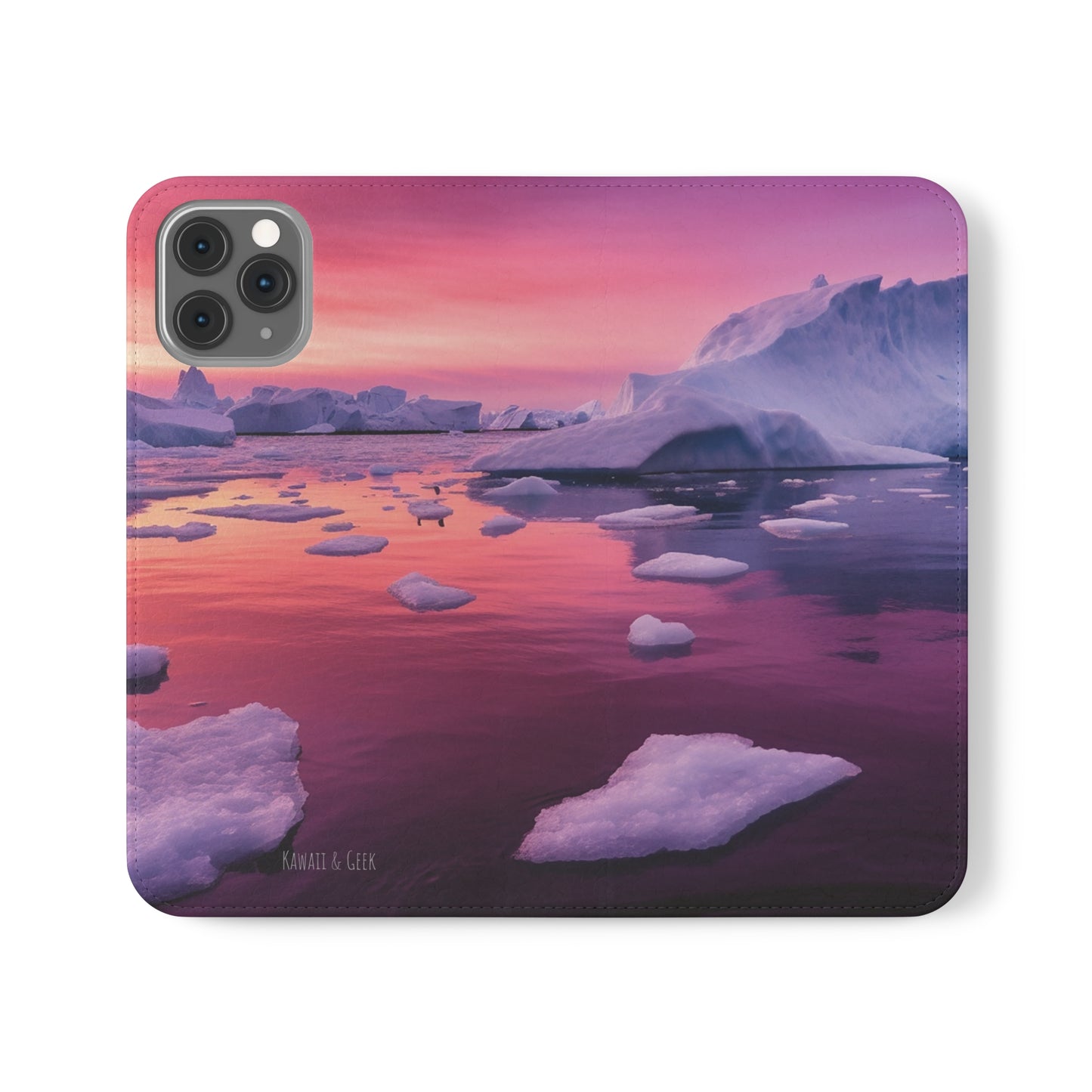 Pinky Arctic Landscape at Sunset Flip Phone Case - Capture the Serenity of Nature on Your Device