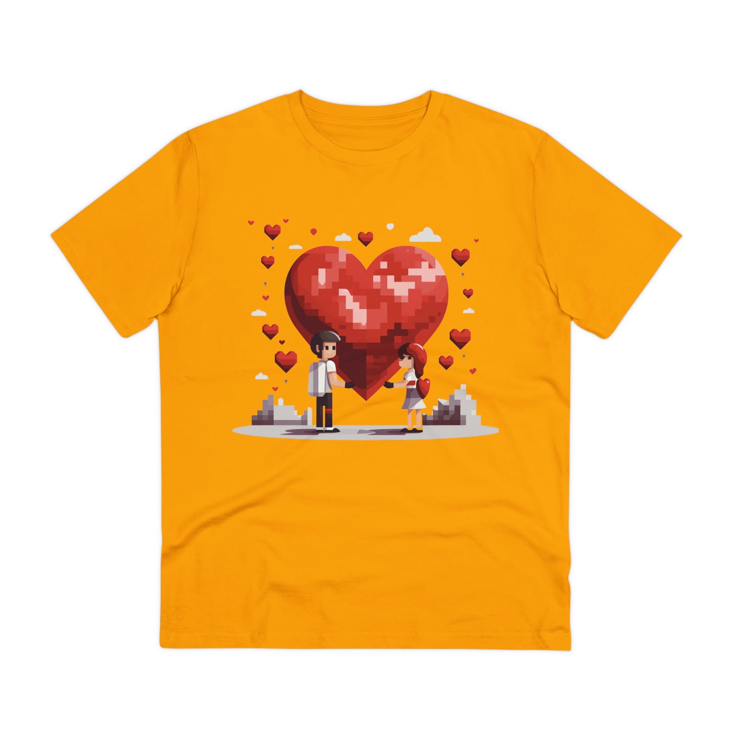 Pixel Love Eco Tee - Valentine's Day Pixel Heart Couple Shirt