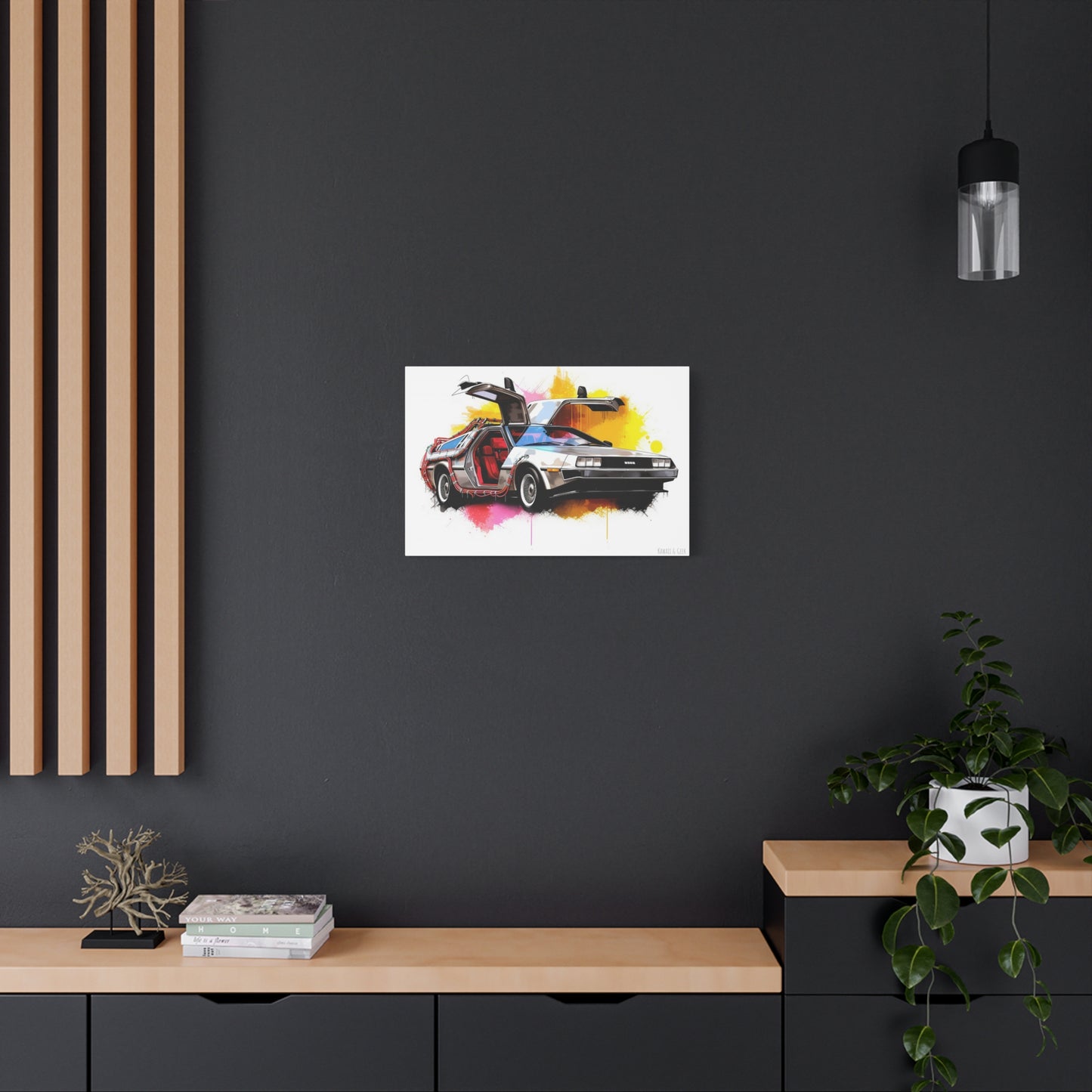 Colorful DeLorean Canvas - Journey through Time with Vibrant Style