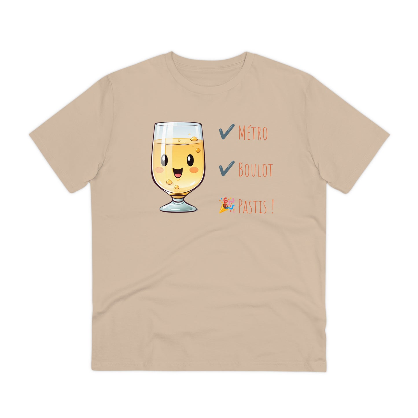 Métro, Boulot, Pastis T-Shirt - Cute Smiling Pastis Glass Design