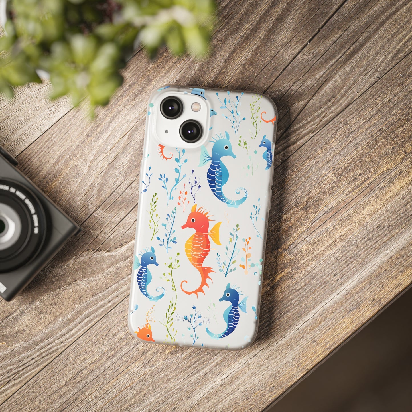 Underwater Seahorse Flexi Transparent phone Case : Dive into Cuteness!