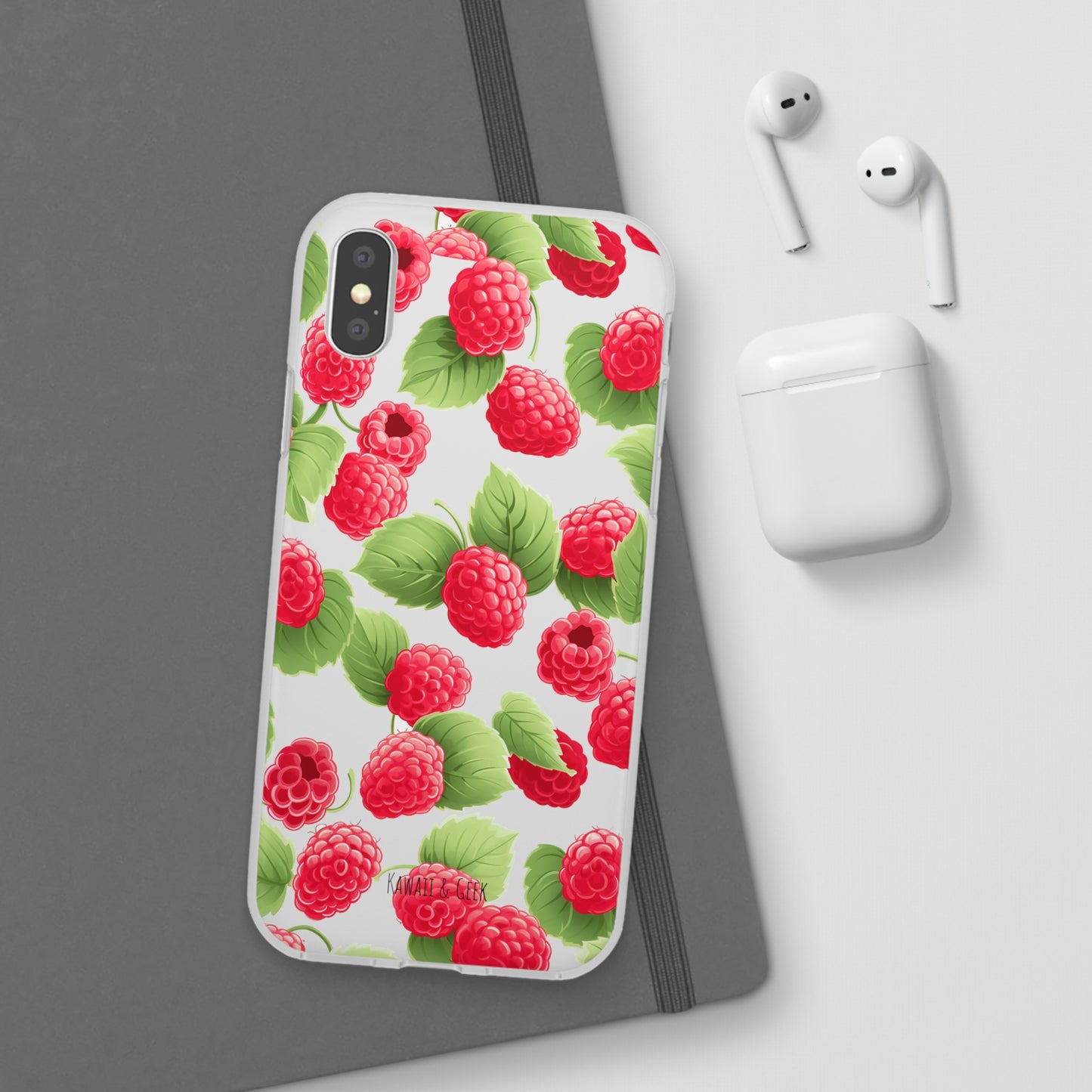 Raspberry Delight: Transparent Flexi Phone Case