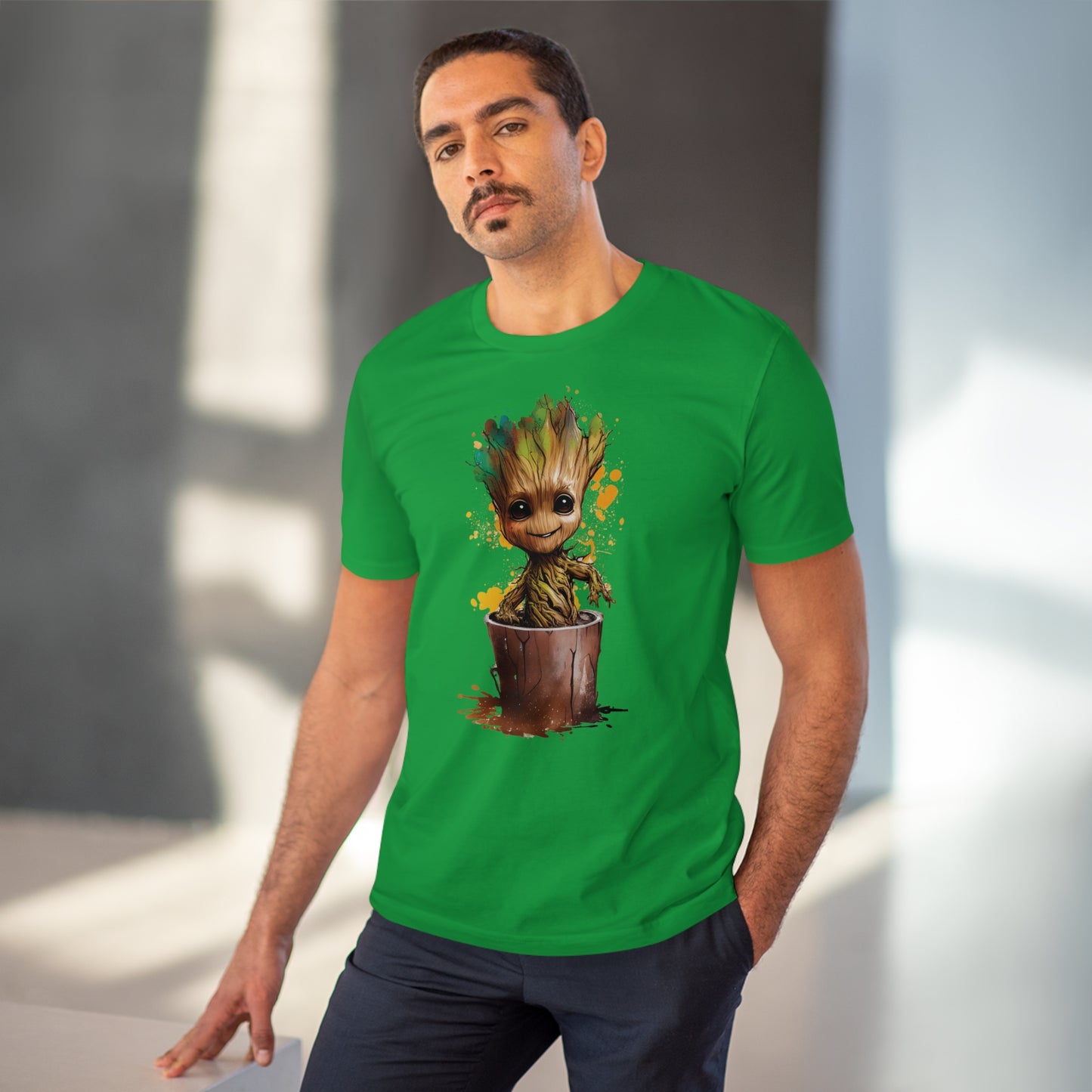 Eco-Friendly Baby Groot Watercolor Style Unisex T-Shirt - Add Some Fun and Sustainable Style to Your Wardrobe