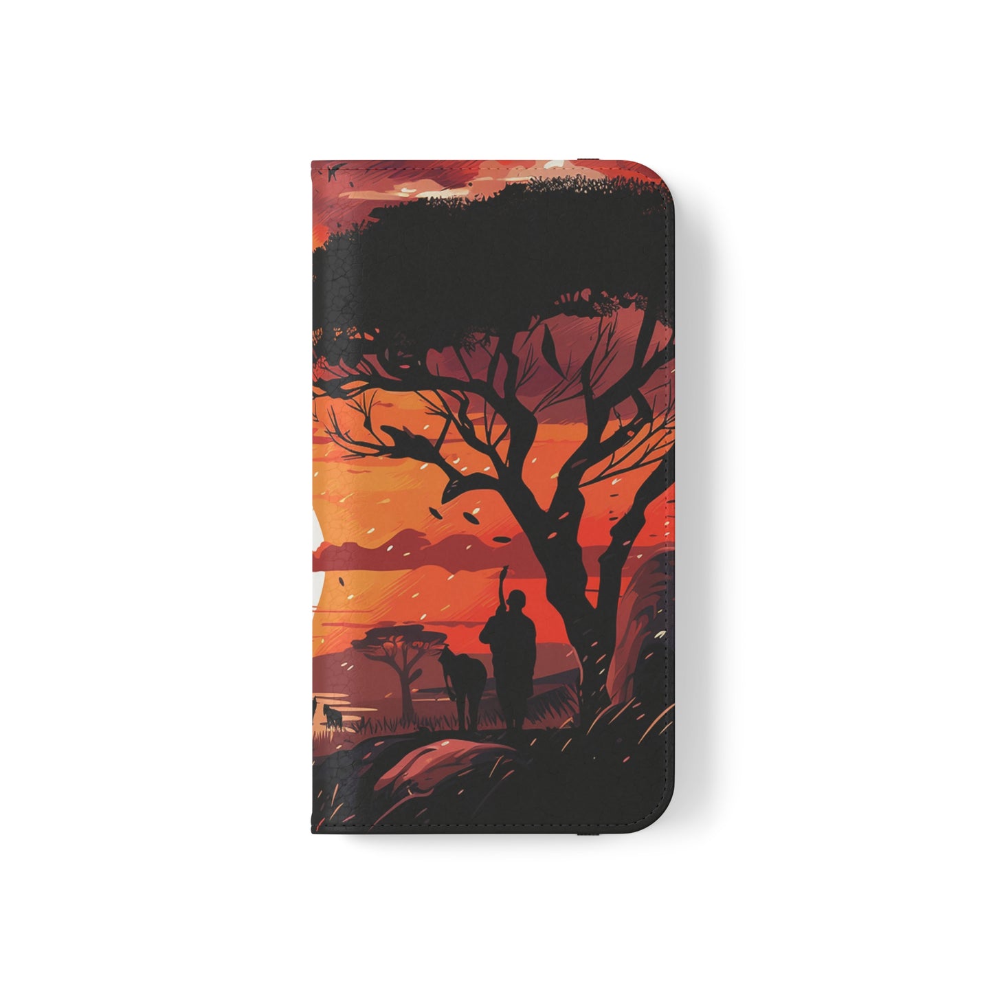 African Landscape Sunset Flip Phone Case - Capture the Serenity of the Savanna on Your Device