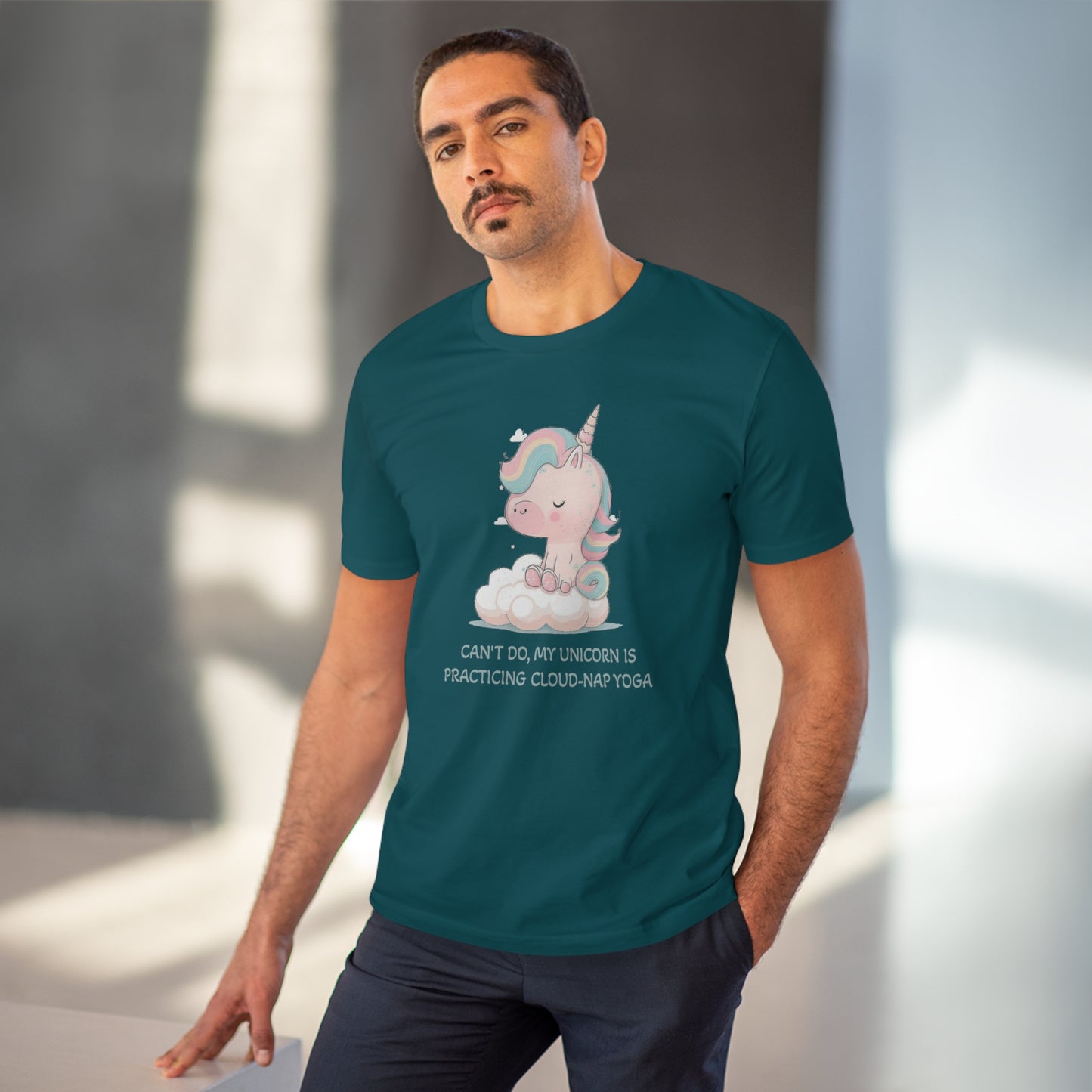 Cute Unicorn Cloud-Nap Yoga T-Shirt - Unisex and Eco-Friendly Statement Tee - Unicorn T-shirt