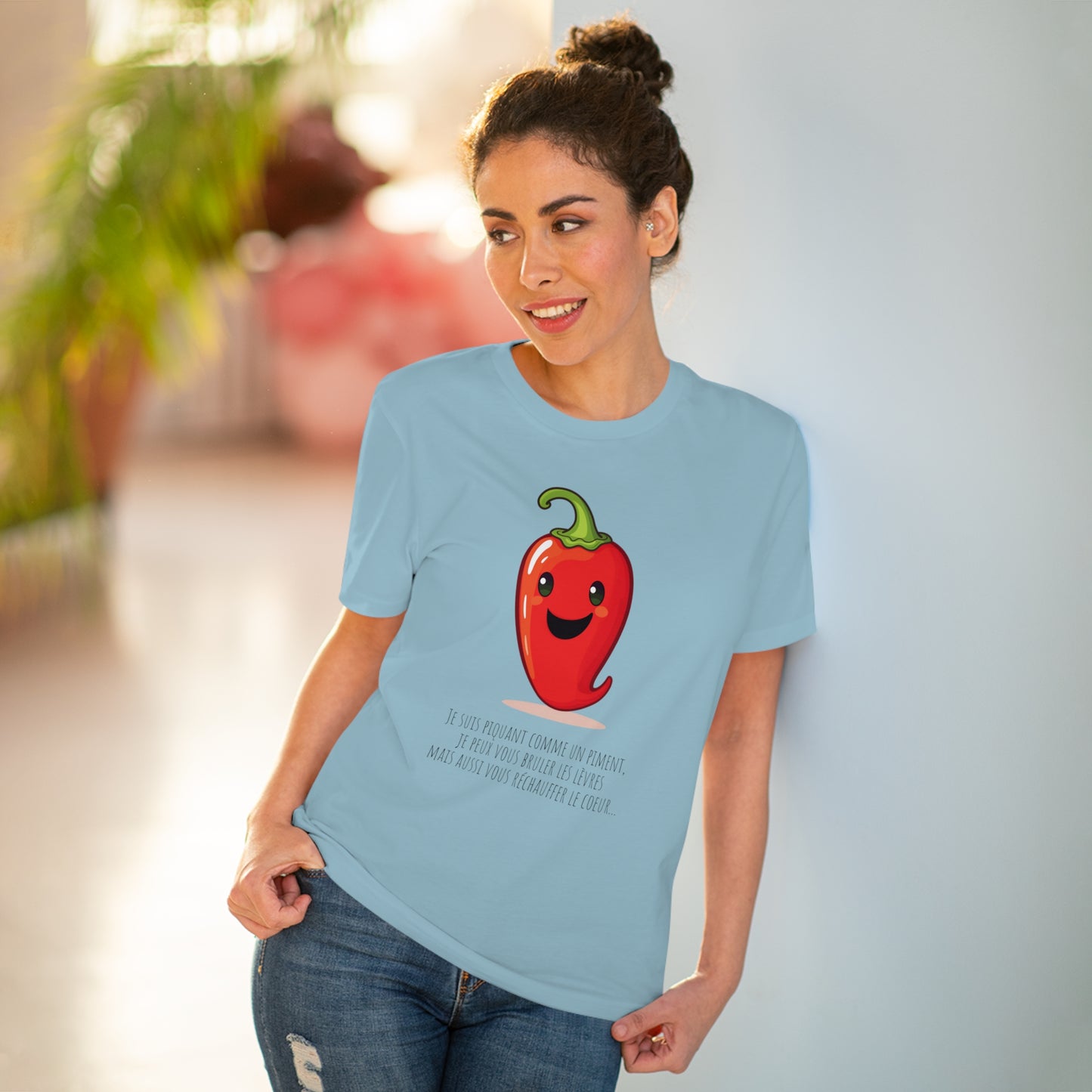 Cute and Smiling Red Hot Pepper Eco-Friendly T-Shirt - FRENCH