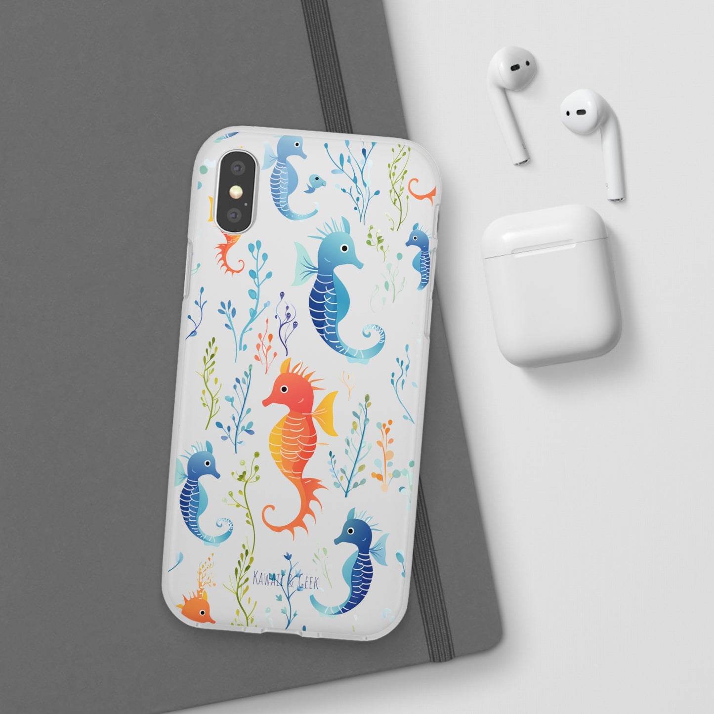 Underwater Seahorse Flexi Transparent phone Case : Dive into Cuteness!