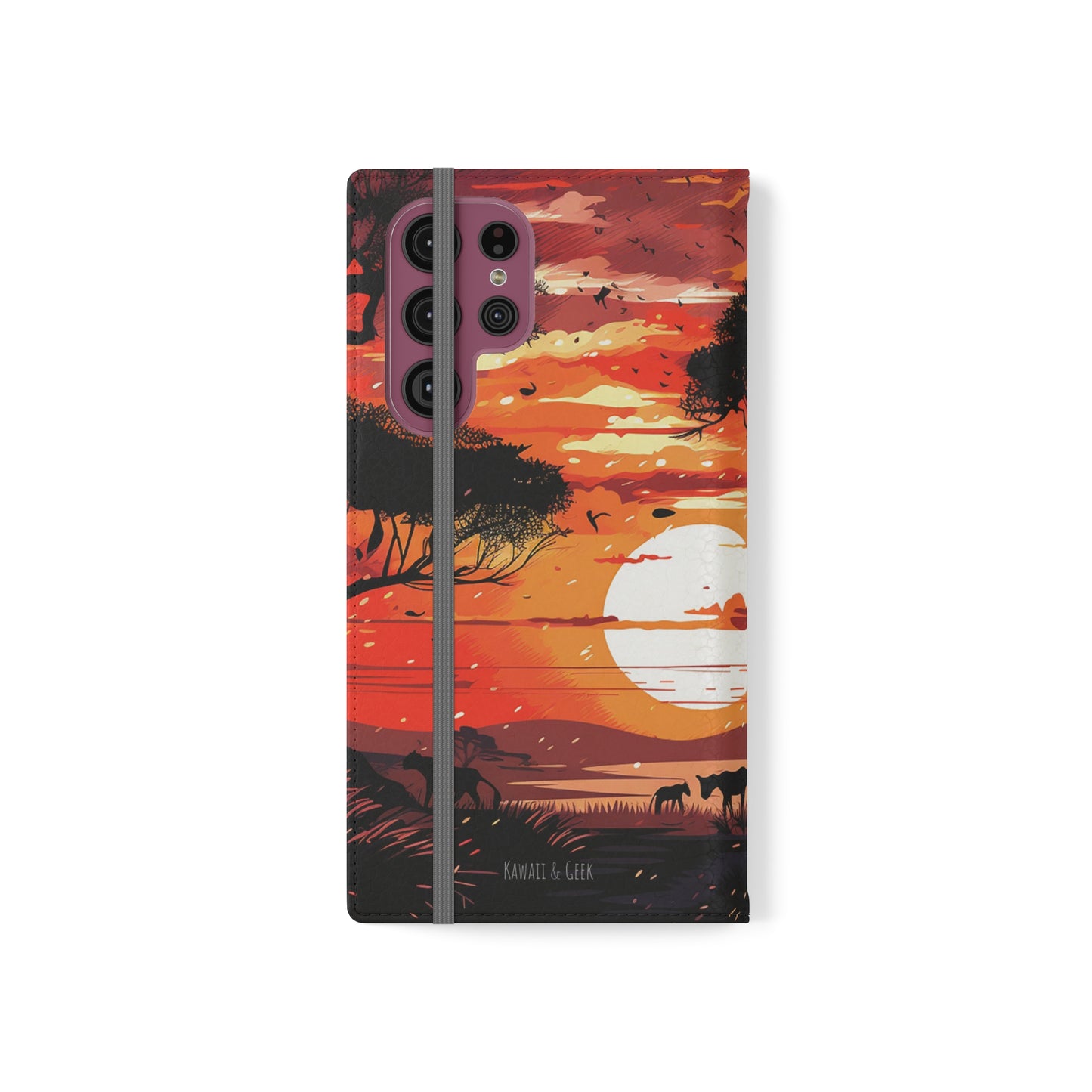 African Landscape Sunset Flip Phone Case - Capture the Serenity of the Savanna on Your Device