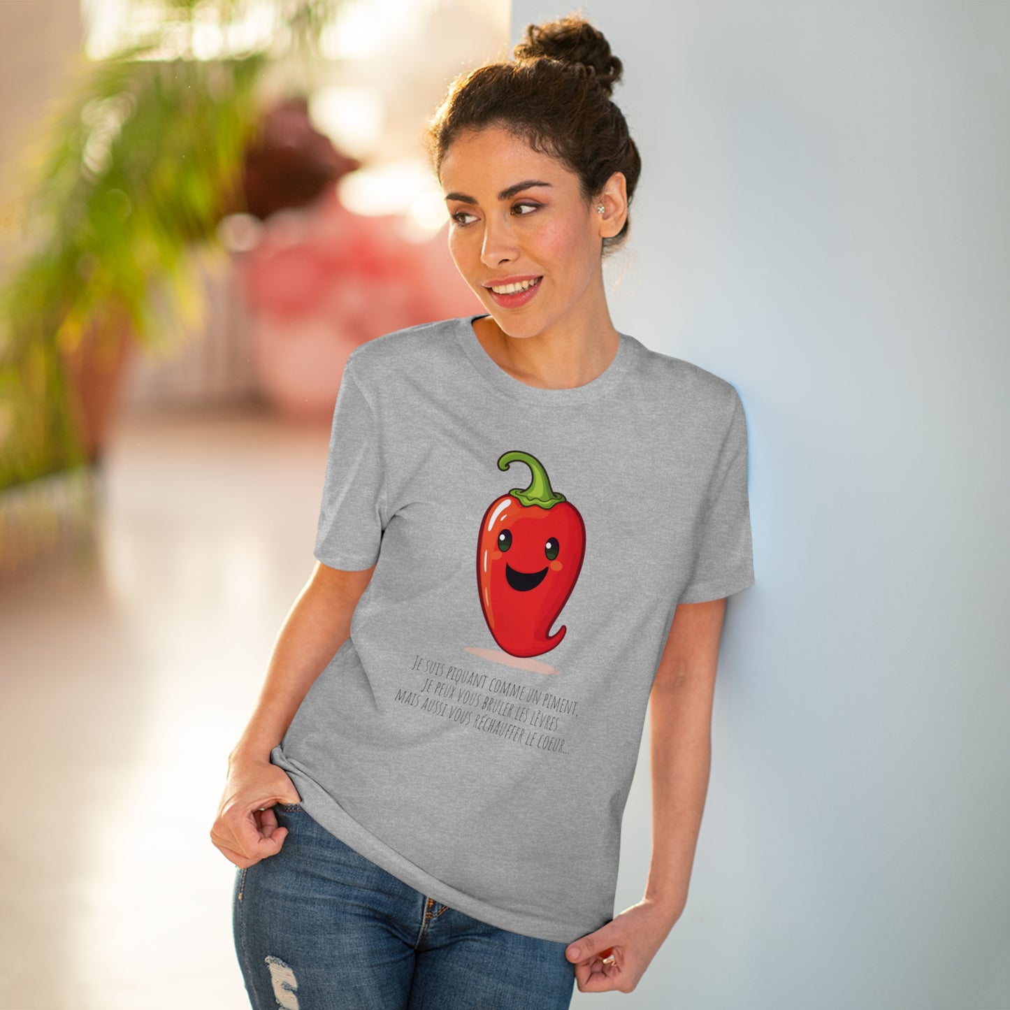 Cute and Smiling Red Hot Pepper Eco-Friendly T-Shirt - FRENCH