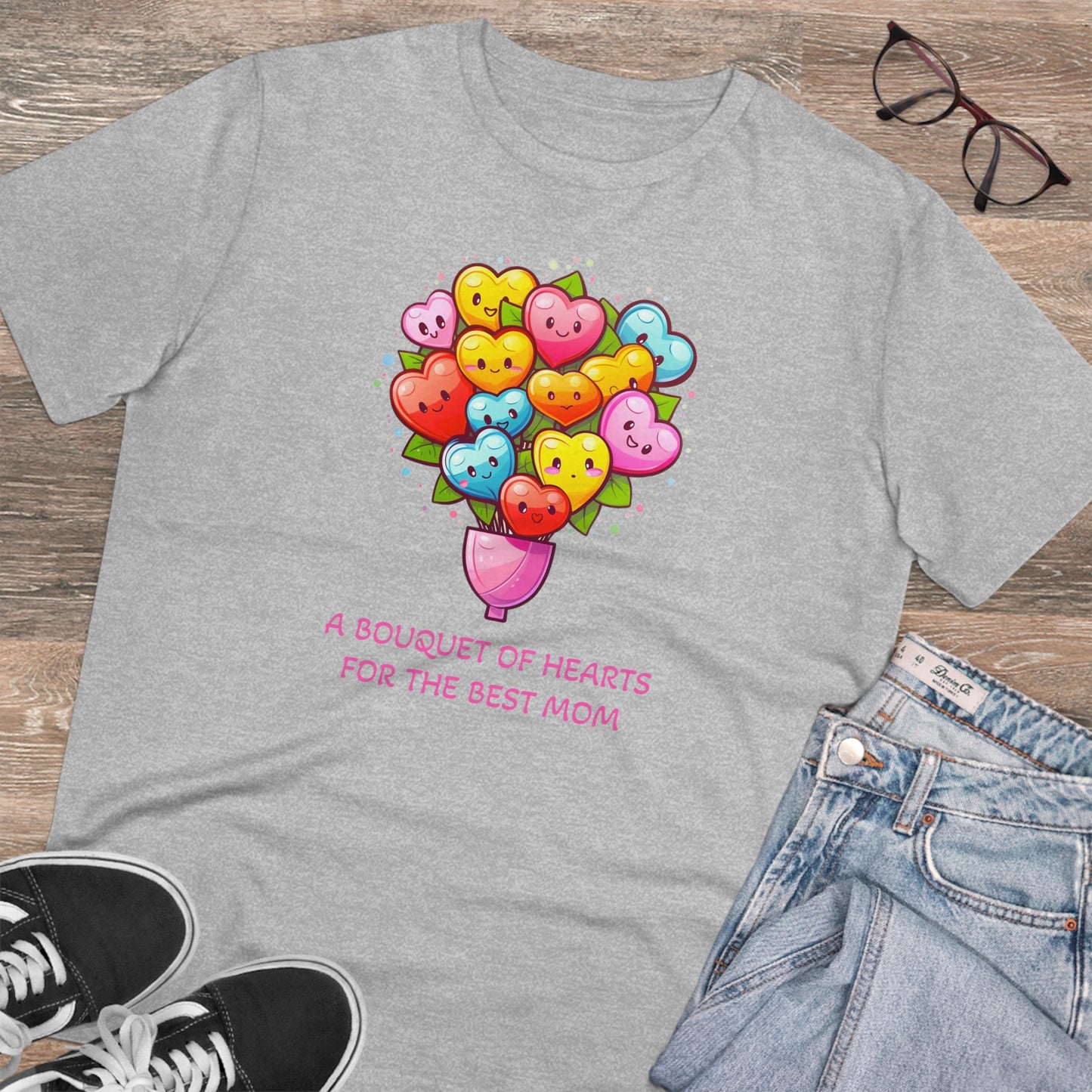 Bouquet of Hearts for the Best Mom" Unisex Eco-Friendly T-Shirt - Celebrate Mother's Day with Style and Sustainability