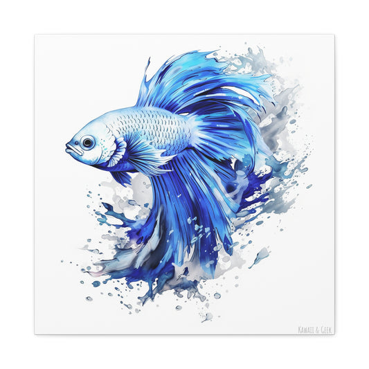 Blue Fighting Fish in Watercolor Style Canva - Capture the Beauty of Underwater Elegance