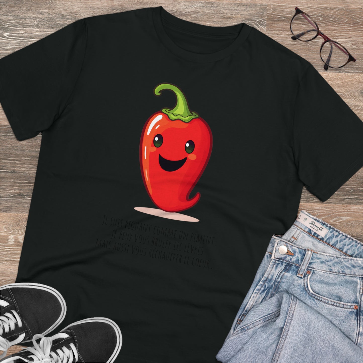 Cute and Smiling Red Hot Pepper Eco-Friendly T-Shirt - FRENCH