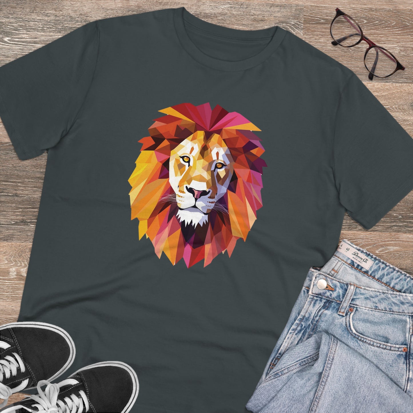 Lion Polygonal T-Shirt - Embrace Majestic Roar