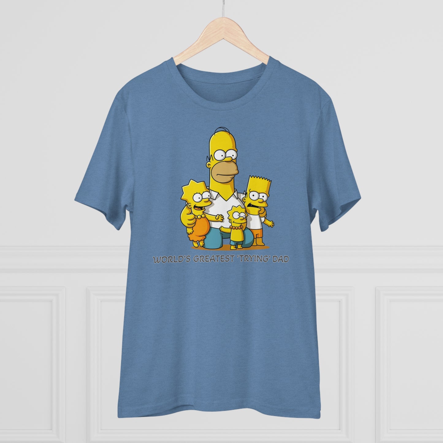 World's Greatest Trying Dad - Unisex Eco-Friendly T-Shirt - Celebrate Father's Day with Cute Homer Simpson and His Kids