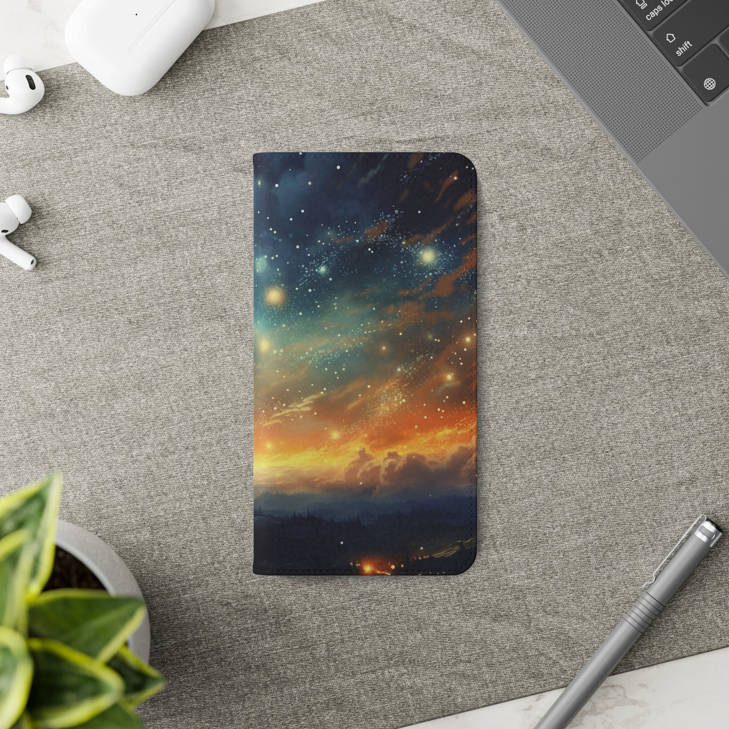 Wonderful Starry Night Flip Phone Case - Embrace the Beauty of the Night Sky