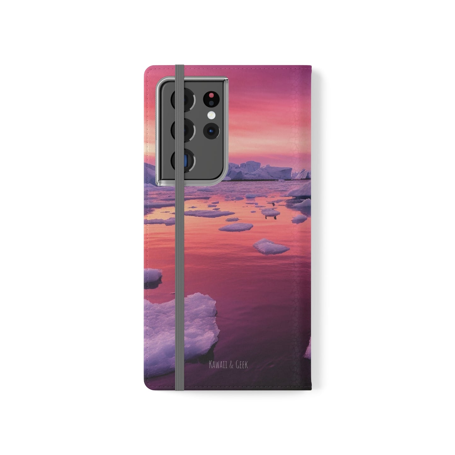 Pinky Arctic Landscape at Sunset Flip Phone Case - Capture the Serenity of Nature on Your Device