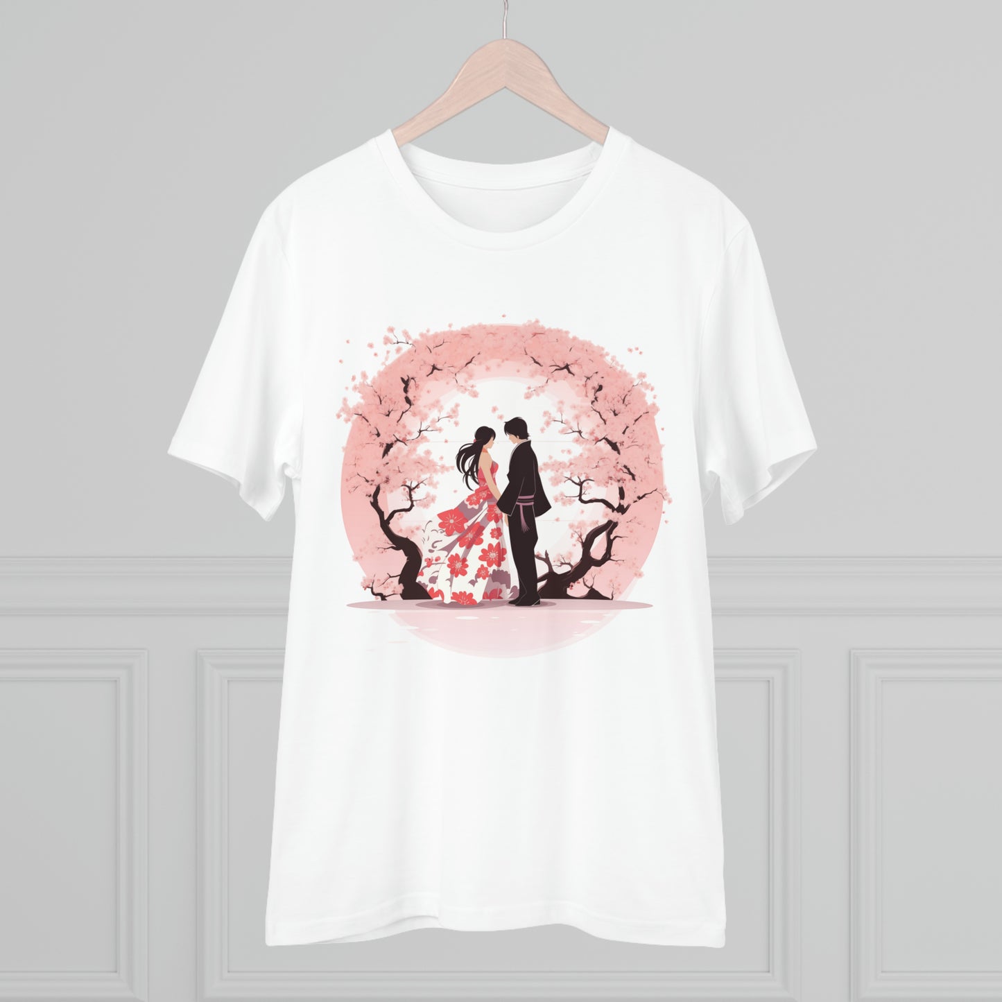 Cherry Blossom Romance T-shirt - Japanese Couple Design - Valentine's Day Special