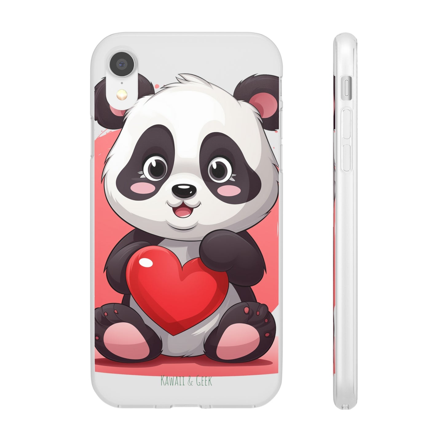 Valentine's Panda Heart Phone Case - Flexi & Semi-Transparent