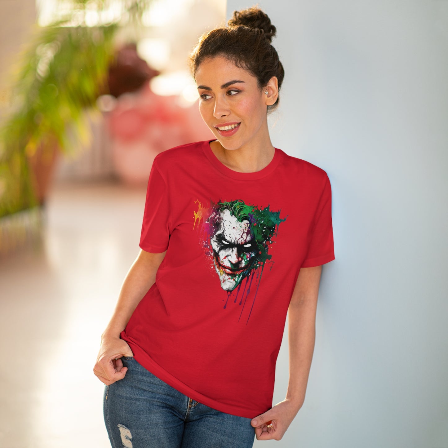 The Joker T-shirt in Watercolor Style, Unisex and Eco-Friendly - Make a Statement with Unique Artistic Design