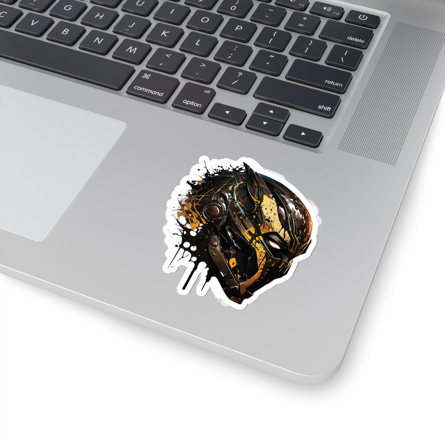 Watercolor Black Panther Helmet Sticker - Add Some Gold and Black Style to Your Tech