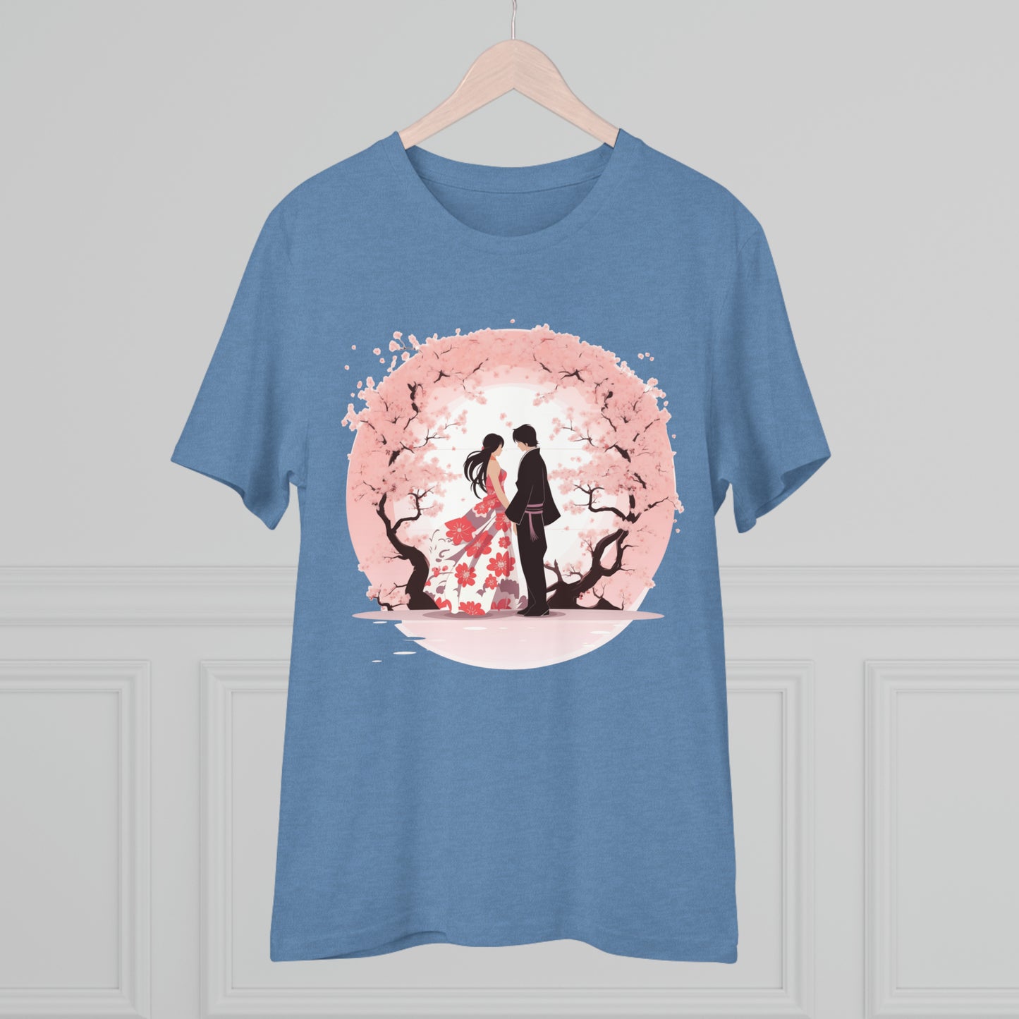 Cherry Blossom Romance T-shirt - Japanese Couple Design - Valentine's Day Special