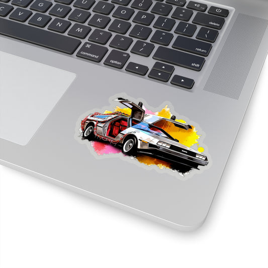 Colorful DeLorean Sticker - Celebrate Back to the Future with Vibrant Style