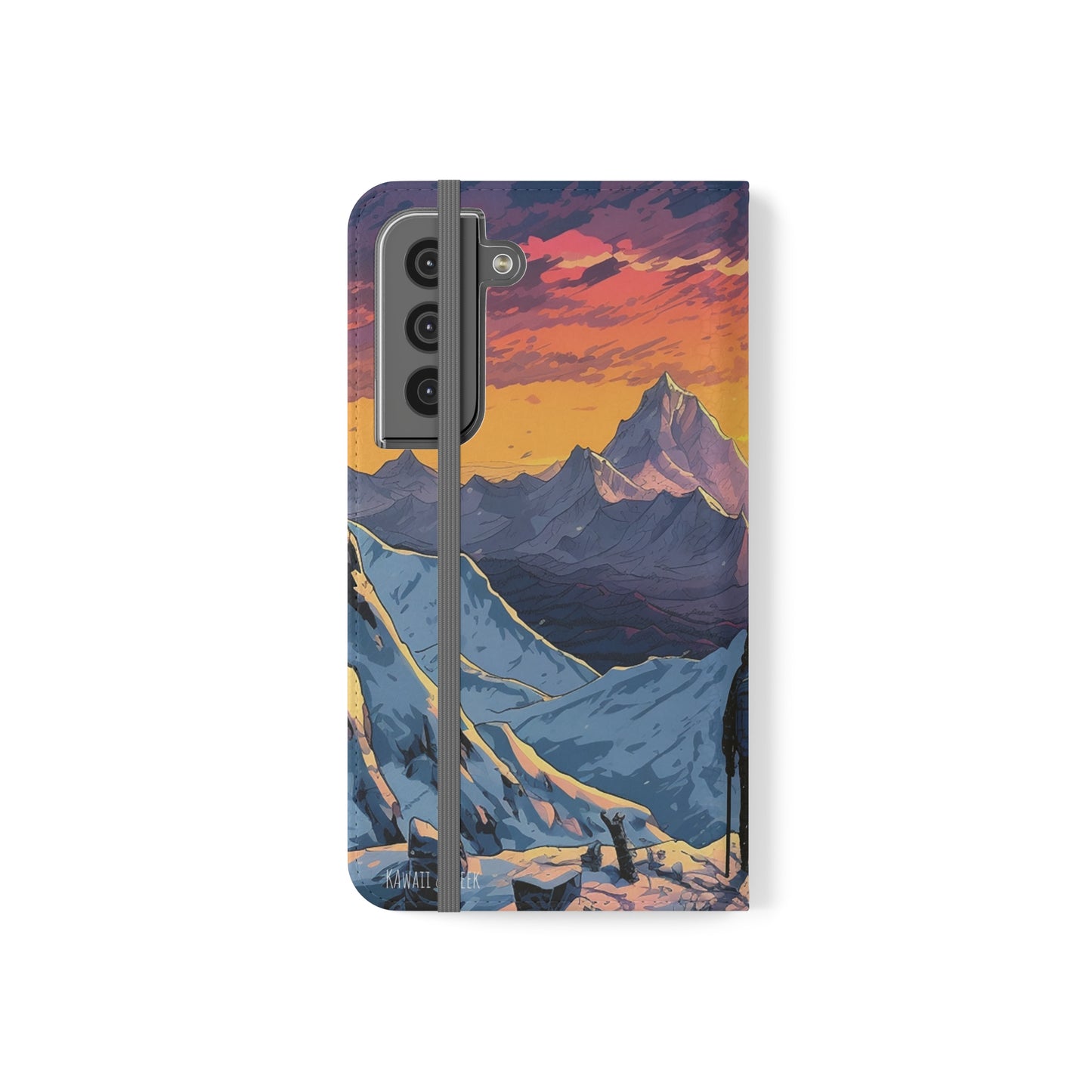 Snowy Mountain Landscape Sunset Flip Phone Case - Embrace the Beauty of Nature on Your Device