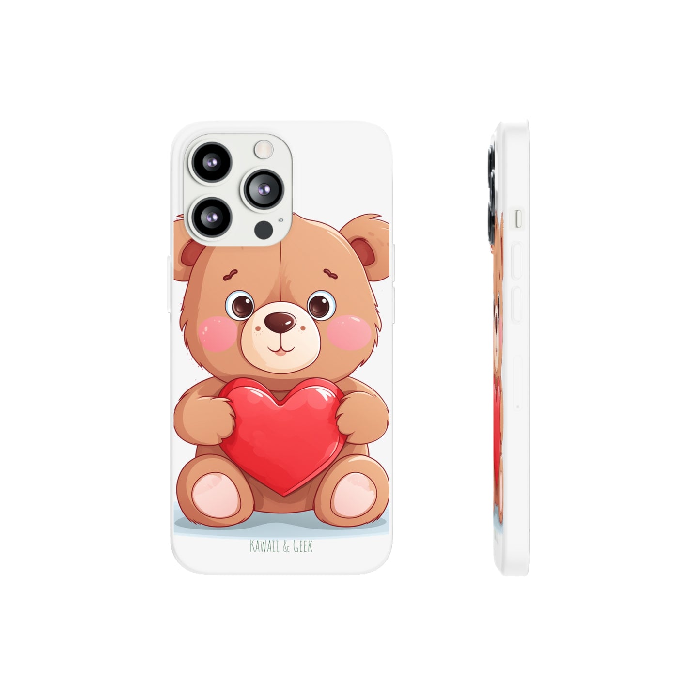 Teddy Bear Heart Phone Case - Flexi & Semi-Transparent - Valentine's Day