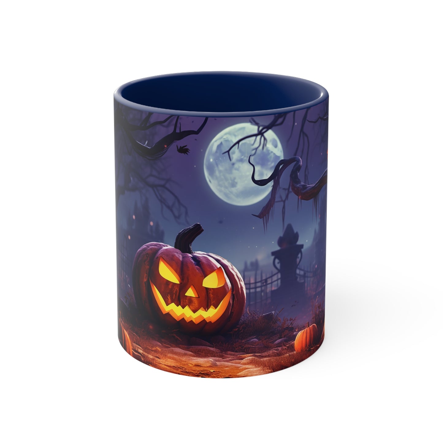 Evil Jack-o-lantern 11 oz Bicolor Mug: Halloween Cemetery Special