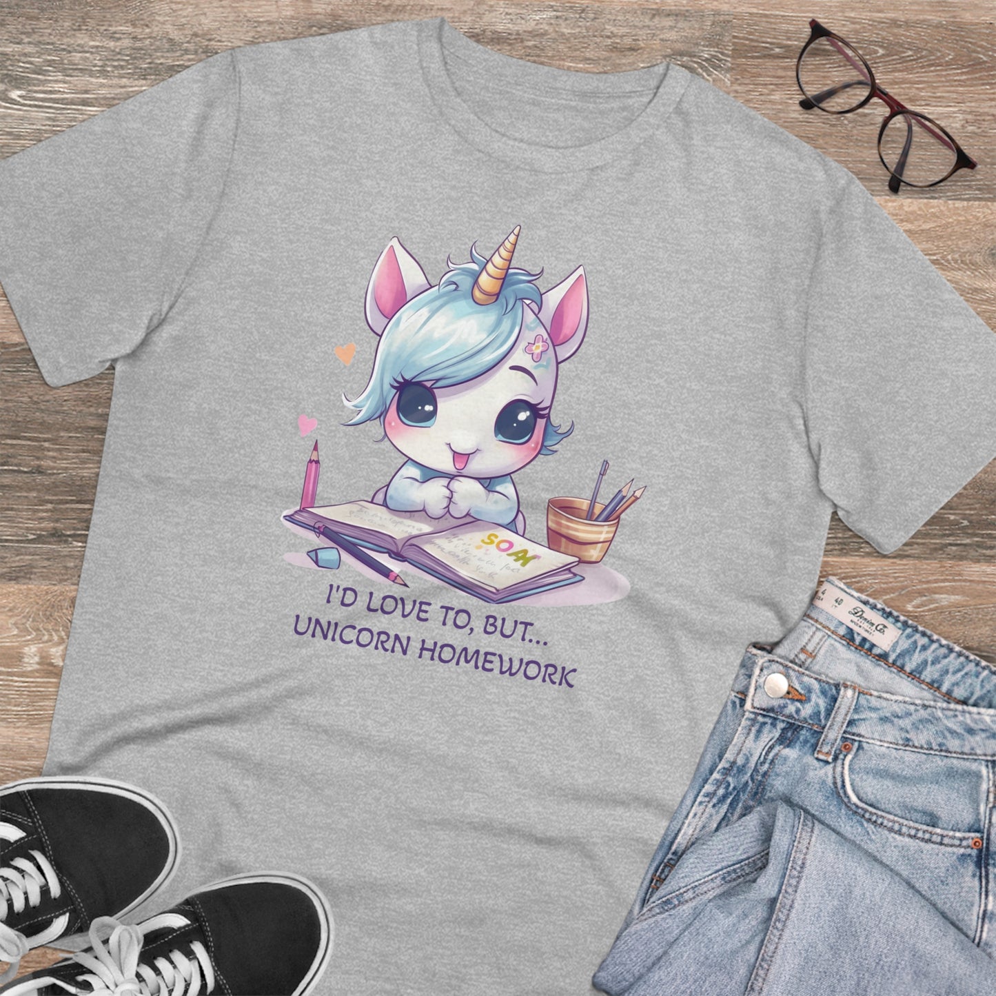 Cute Unicorn Homework T-Shirt - Unisex and Eco-Friendly Statement Tee