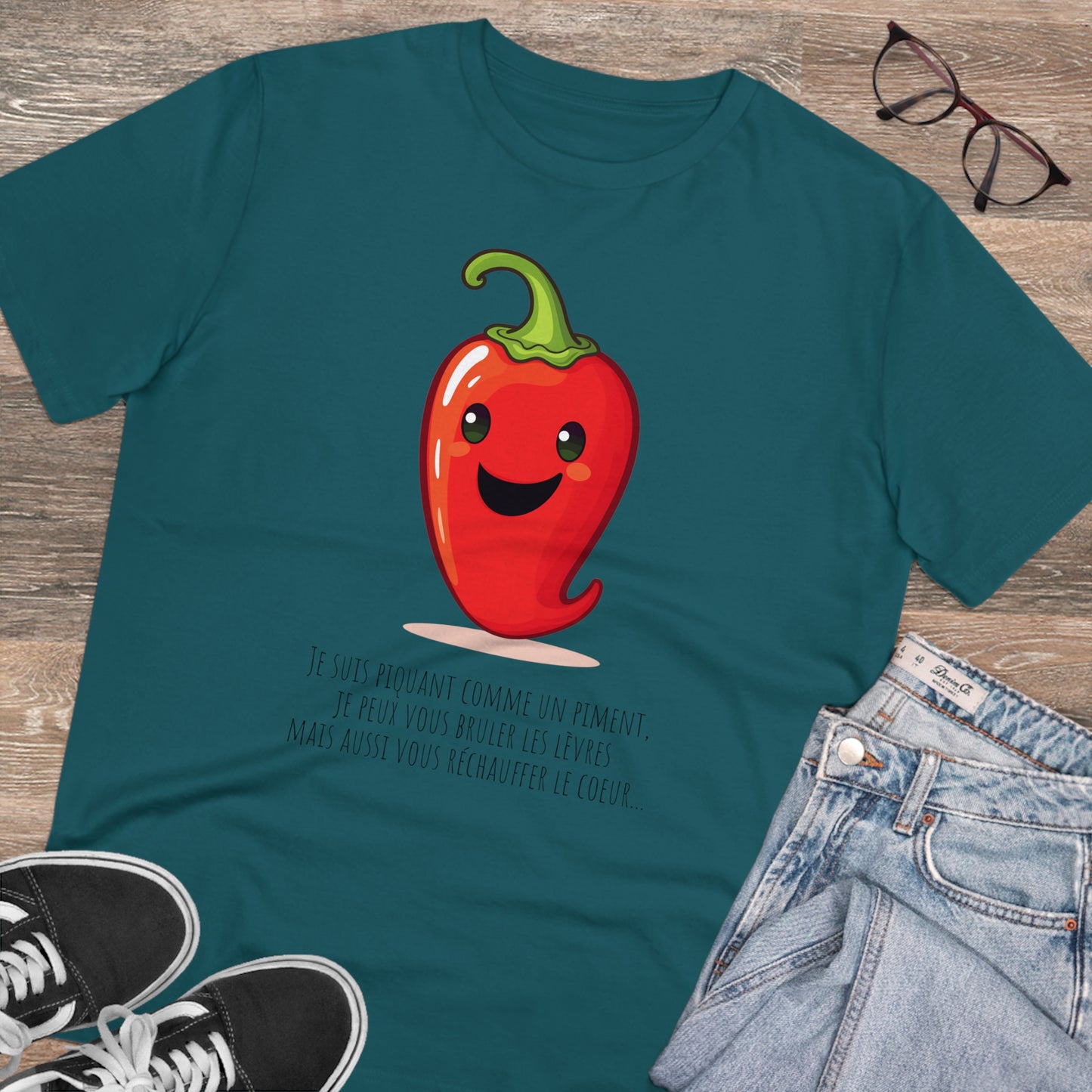 Cute and Smiling Red Hot Pepper Eco-Friendly T-Shirt - FRENCH