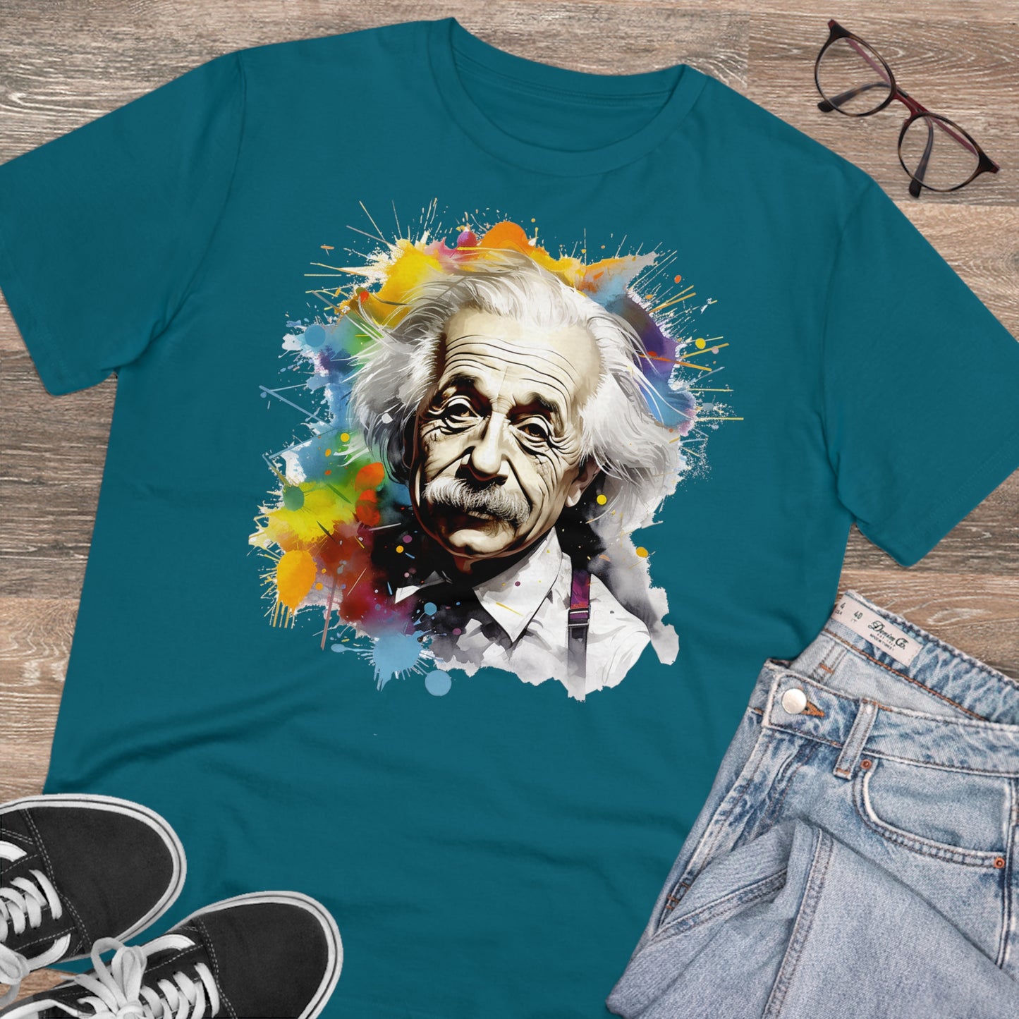 Albert Einstein Eco-friendly T-shirt : Watercolor Essence