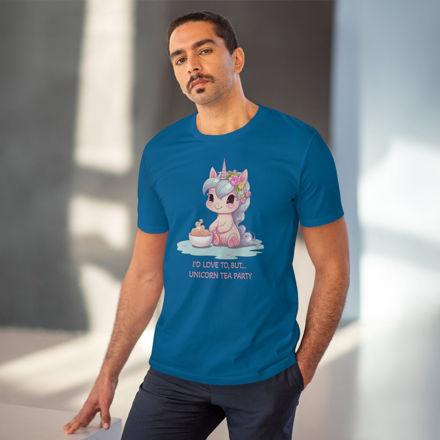 Cute Unicorn Tea Party T-Shirt - Unisex and Eco-Friendly with Whimsical Charm