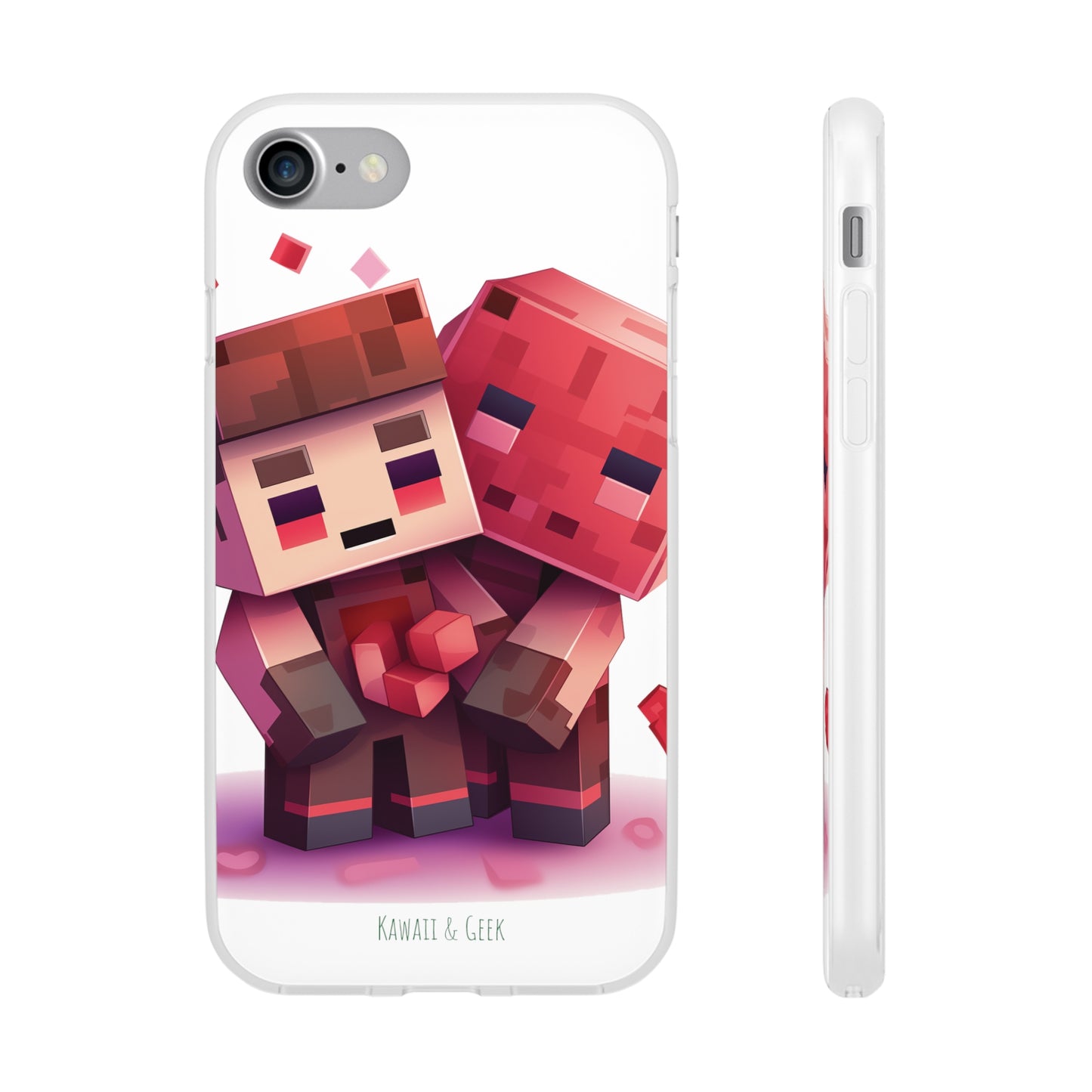 Minecraft-Style Couple Phone Case - Flexi & Semi-Transparent Valentine's Edition