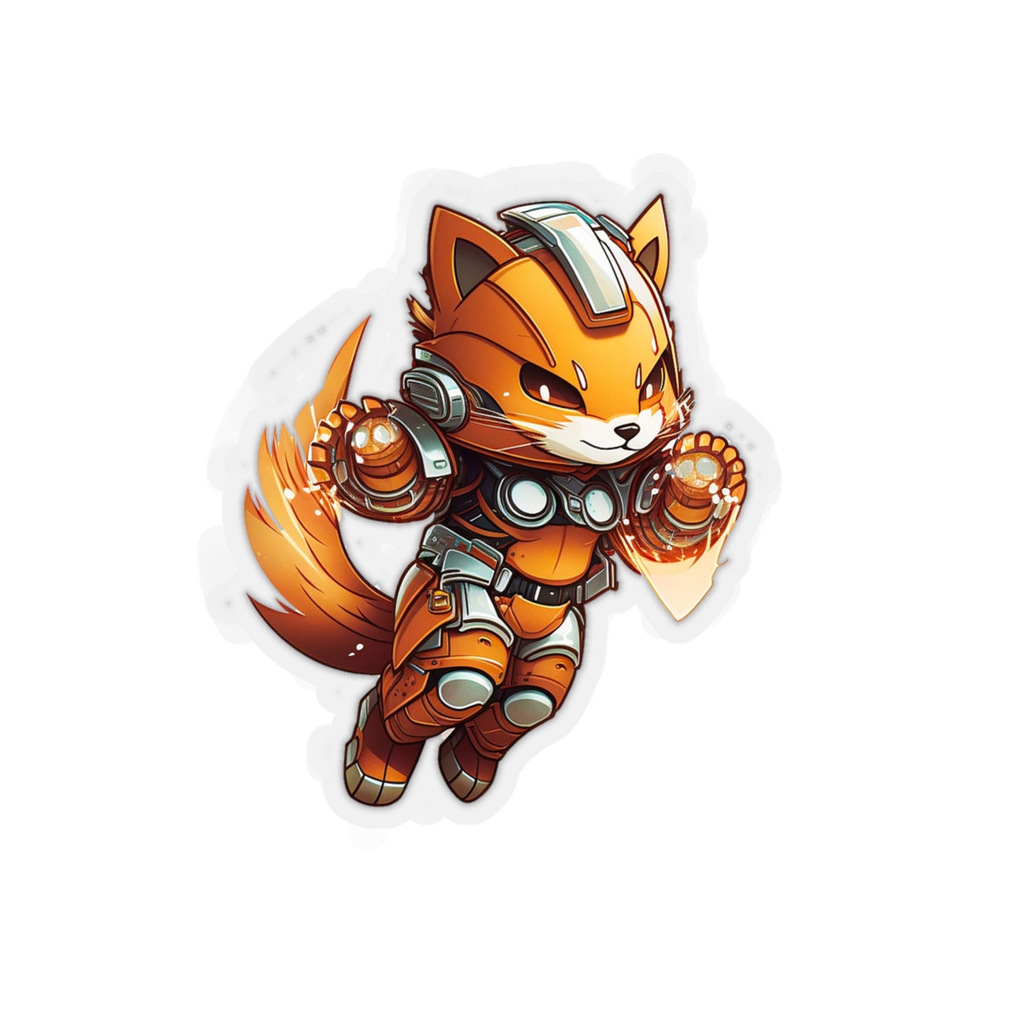 Sweet and Heroic Fox / Firefox in battle suit Sticker - Ready to Defend Its Friends