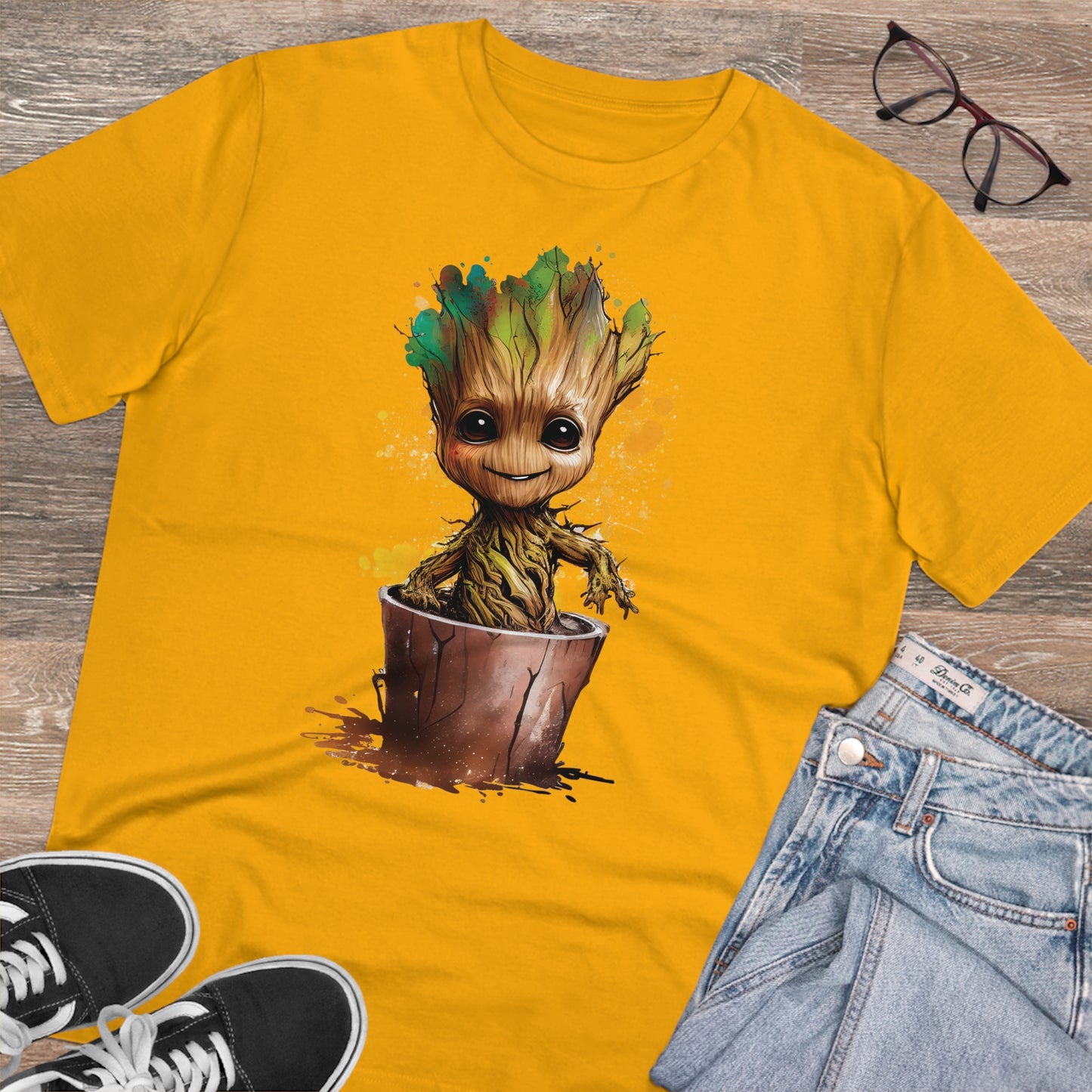 Eco-Friendly Baby Groot Watercolor Style Unisex T-Shirt - Add Some Fun and Sustainable Style to Your Wardrobe