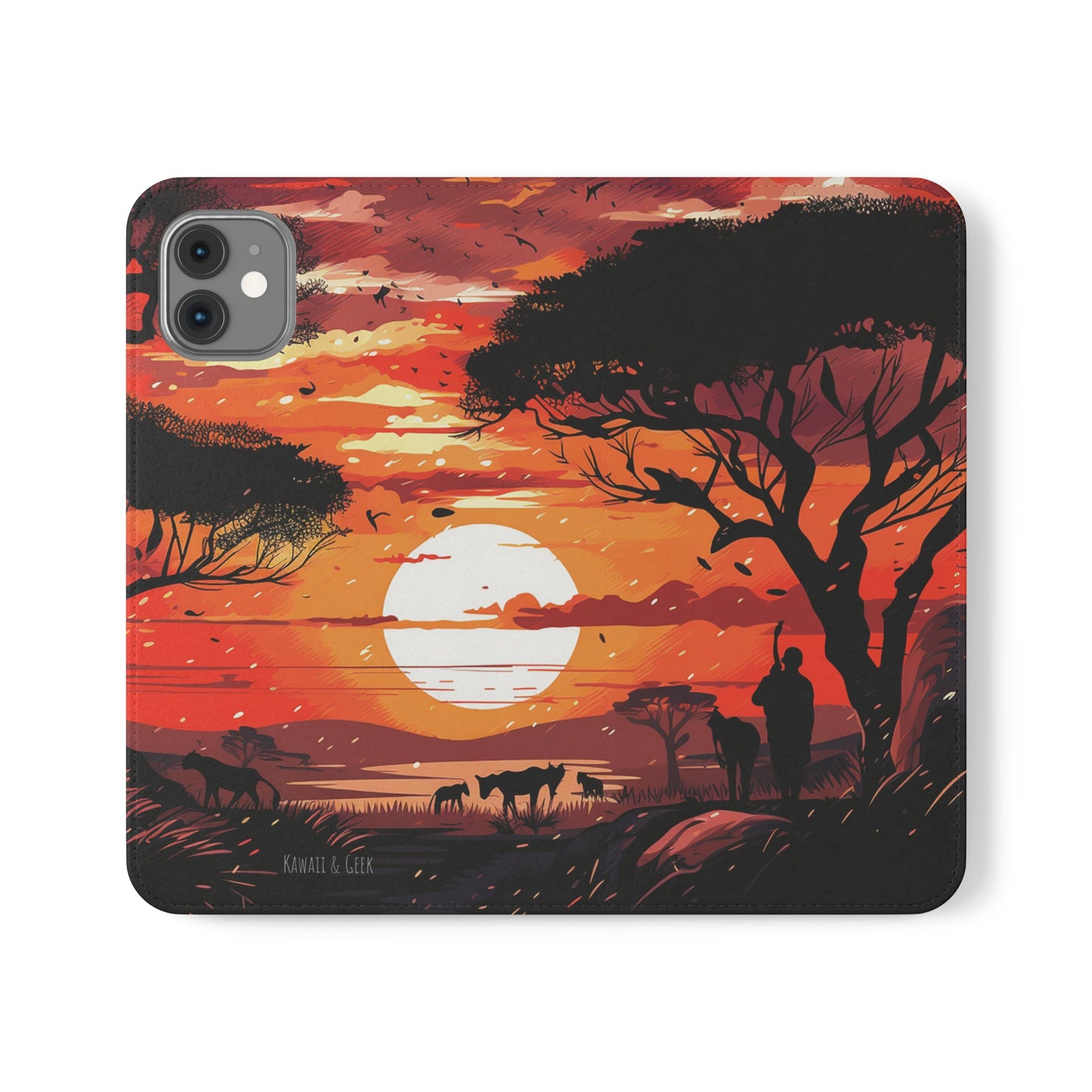 African Landscape Sunset Flip Phone Case - Capture the Serenity of the Savanna on Your Device