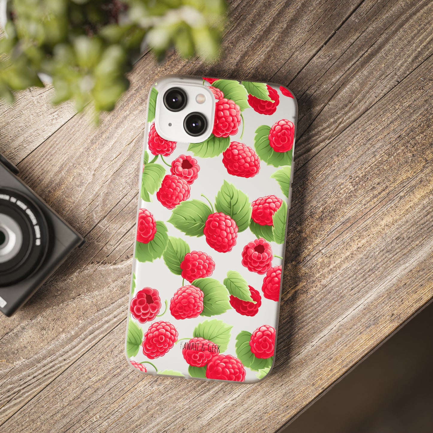 Raspberry Delight: Transparent Flexi Phone Case