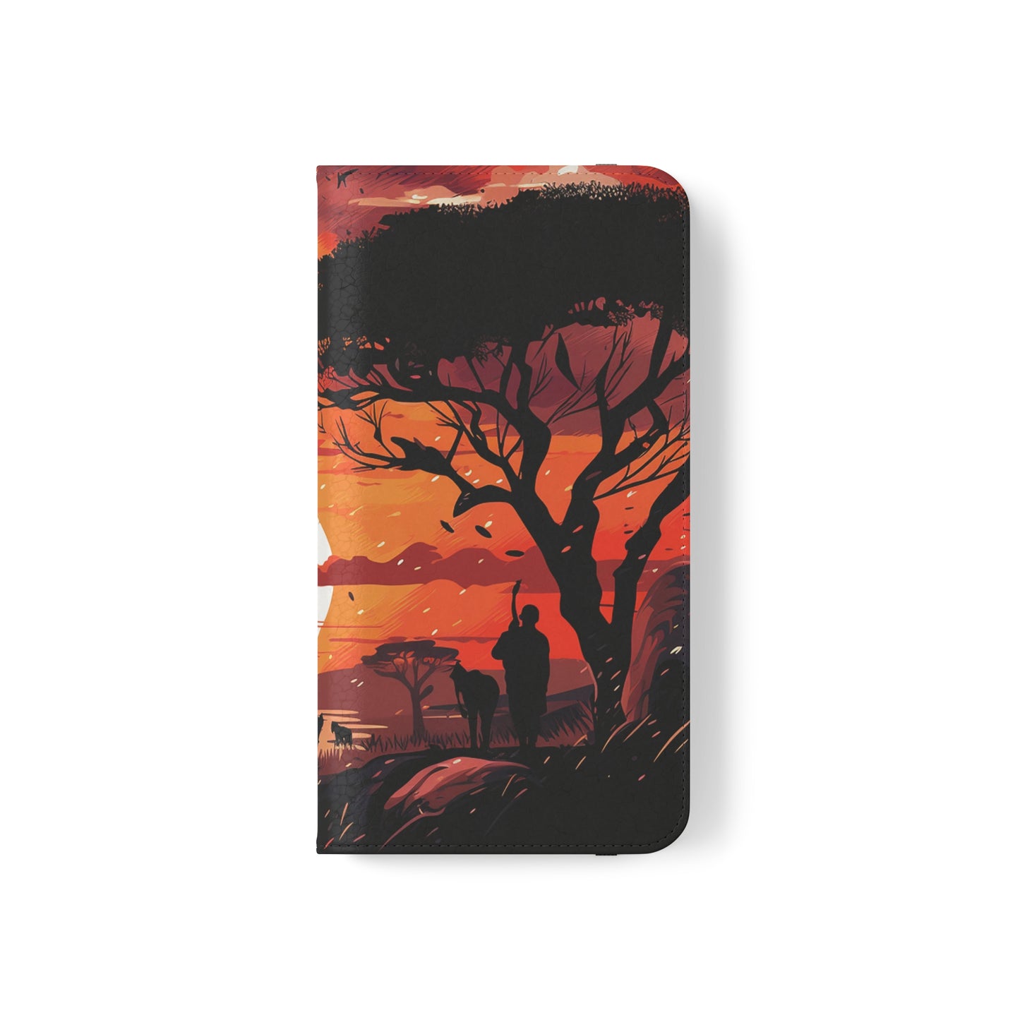 African Landscape Sunset Flip Phone Case - Capture the Serenity of the Savanna on Your Device