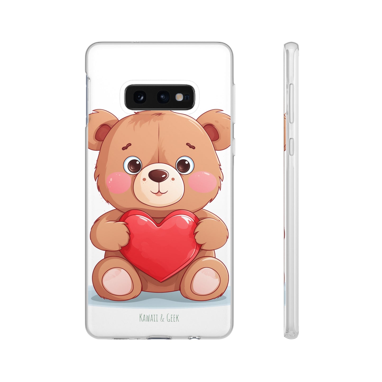 Teddy Bear Heart Phone Case - Flexi & Semi-Transparent - Valentine's Day