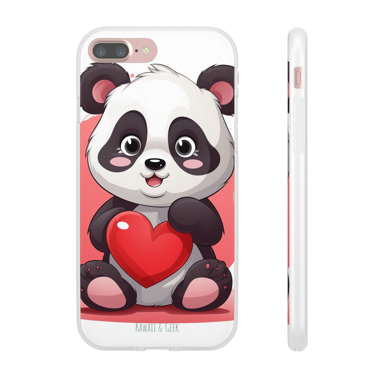 Valentine's Panda Heart Phone Case - Flexi & Semi-Transparent