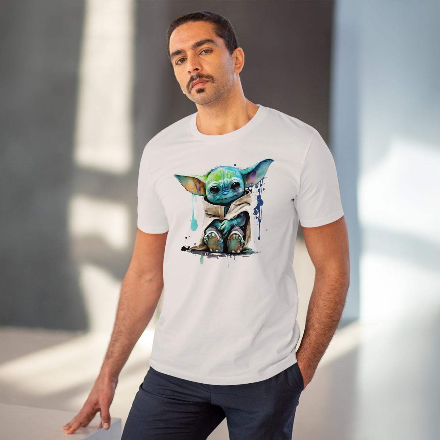 Baby Yoda in Watercolor Style Organic Unisex T-Shirt - Add Some Cute and Eco-Friendly Style to Your Wardrobe