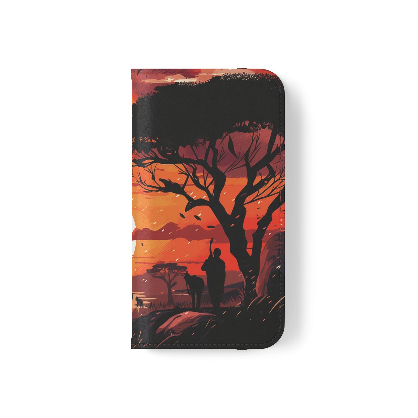 African Landscape Sunset Flip Phone Case - Capture the Serenity of the Savanna on Your Device