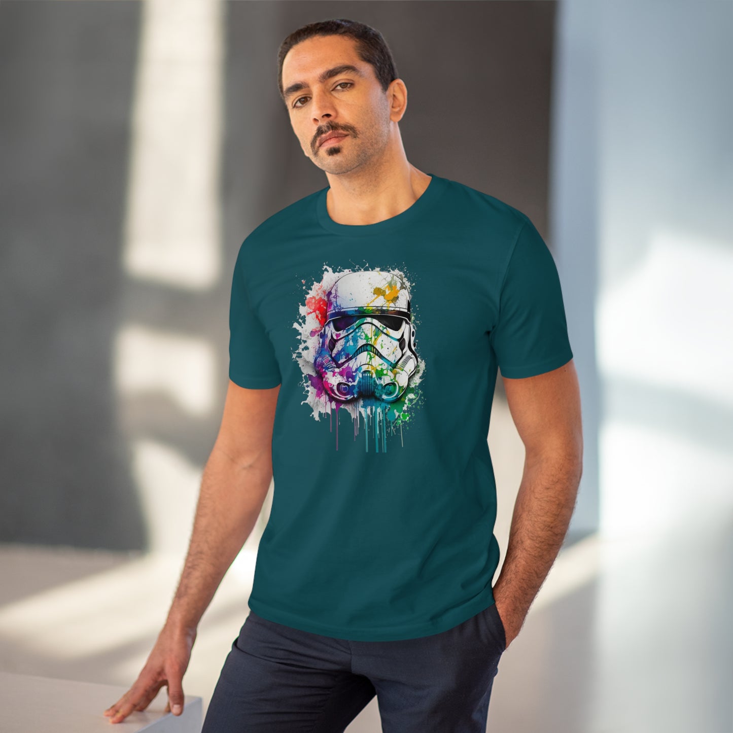 Storm Trooper in Watercolor Style Organic Unisex T-Shirt - Add Some Unique and Eco-Friendly Style to Your Wardrobe