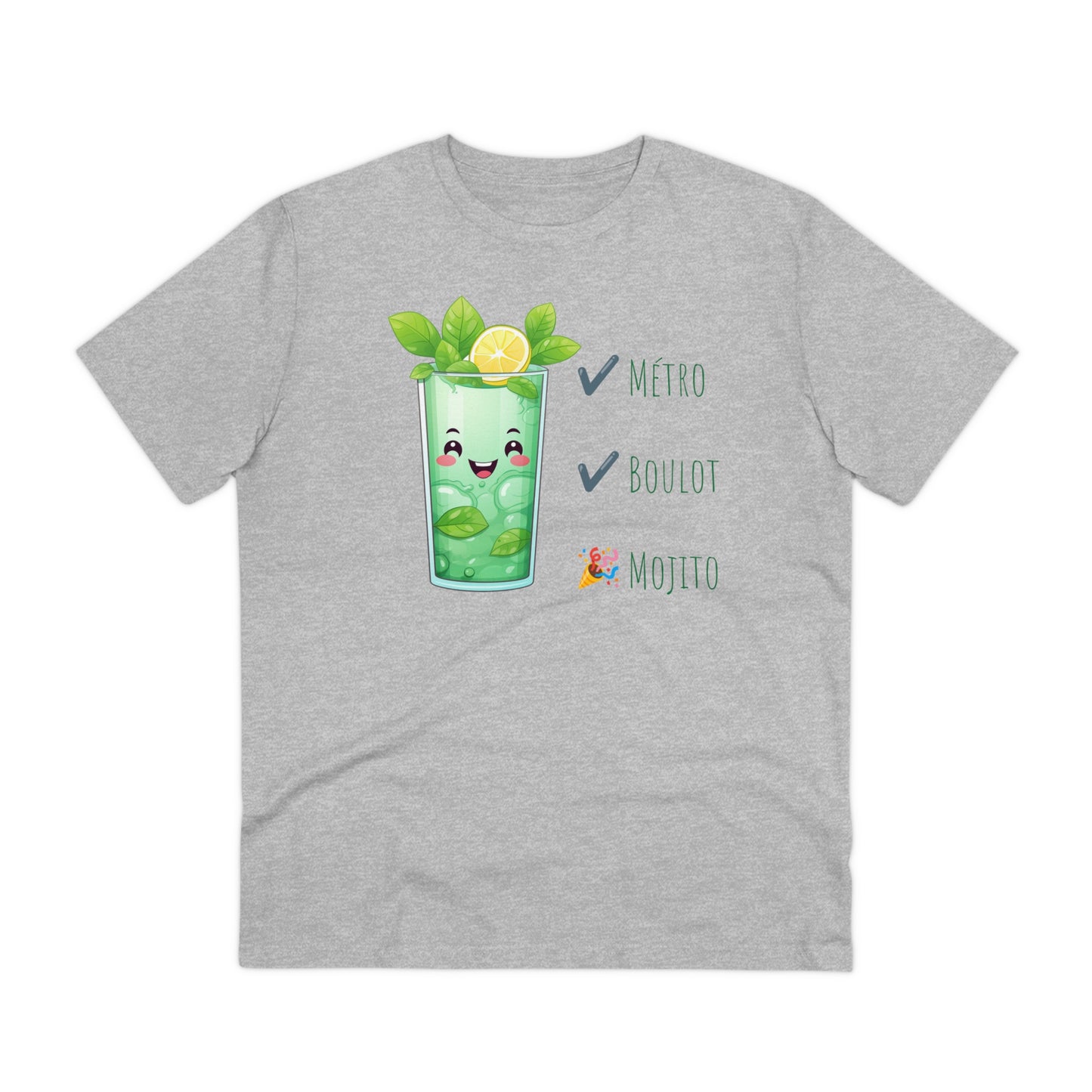 Métro, Boulot, Mojito T-Shirt - Cute Smiling Mojito Glass Design