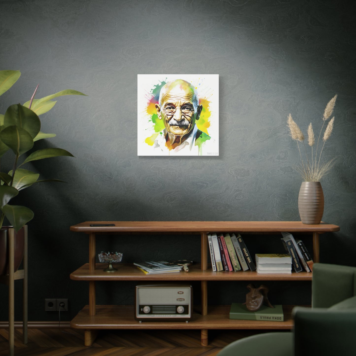 Gandhi Watercolor Tribute Cotton Canvas